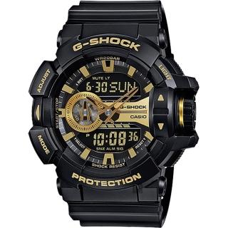 【CASIO 卡西歐】G-SHOCK 金屬系雙顯手錶-經典黑金 送禮 禮物 推薦(GA-400GB-1A9)