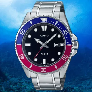 【CASIO 卡西歐】可樂圈水鬼 槍魚 200米潛水錶 運動手錶 考試手錶 學生錶(MDV-107D-1A3V)