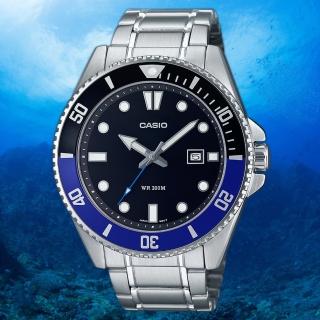 【CASIO 卡西歐】藍黑水鬼 槍魚 200米潛水錶 運動手錶 考試手錶 學生錶 送禮 禮物 推薦(MDV-107D-1A2V)