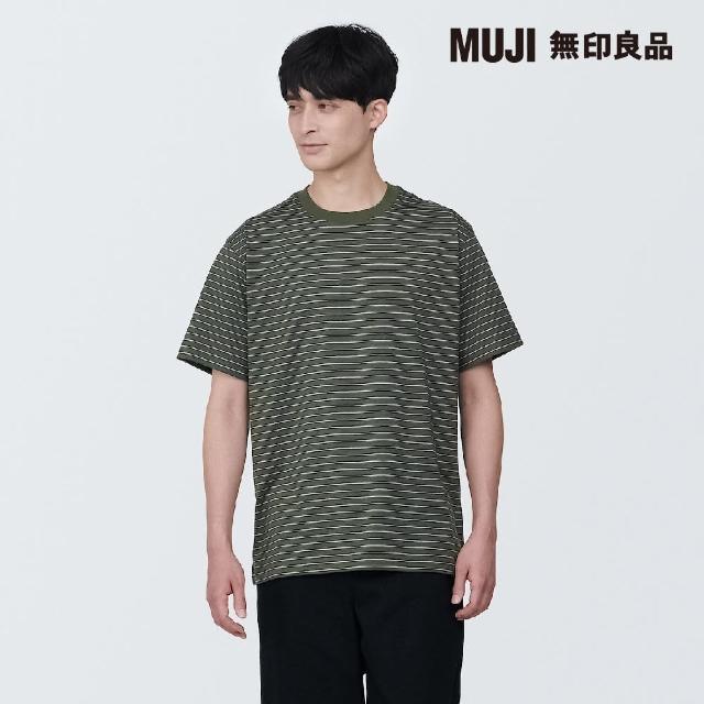 【MUJI 無印良品】男棉混天竺橫紋圓領短袖T恤(共2色)