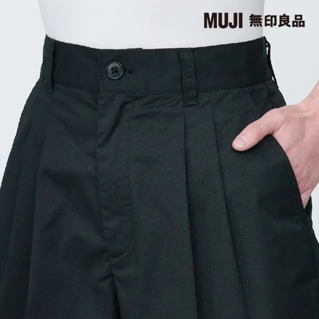 【MUJI 無印良品】女聚酯纖維混彈性打褶五分褲(共3色)