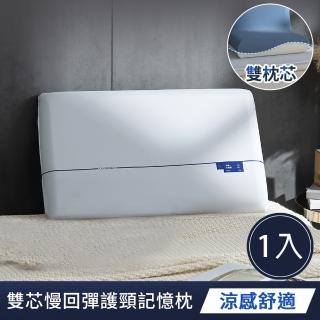 【MIT iLook】頂級護頸慢回彈雙枕心記憶枕 1入(熟睡科技/雙芯設計/柔軟包覆/彈力支撐)