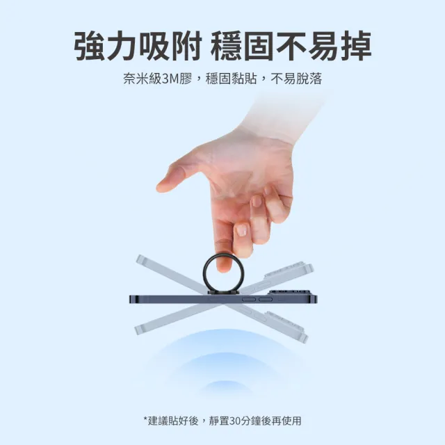 【Philips 飛利浦】DLK1613NB 360度旋轉摺疊金屬黏貼式手機指環架(手機支架/支撐架/背貼支架)