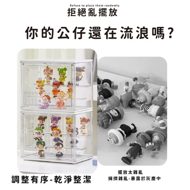 【可愛收集】盲盒公仔透明收納展示盒(階梯式 模型 收藏 置物盒 防塵盒 壓克力 扭蛋 娃娃收納盒)