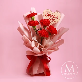 【Floral M】Coco Lady 胭脂紅進口康乃馨鮮花花束 贈送母親節祝福卡(母親節/康乃馨/鮮花花束/花禮)