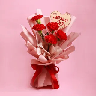 【Floral M】Coco Lady 胭脂紅進口康乃馨鮮花花束 贈送母親節祝福卡(母親節/康乃馨/鮮花花束/花禮)