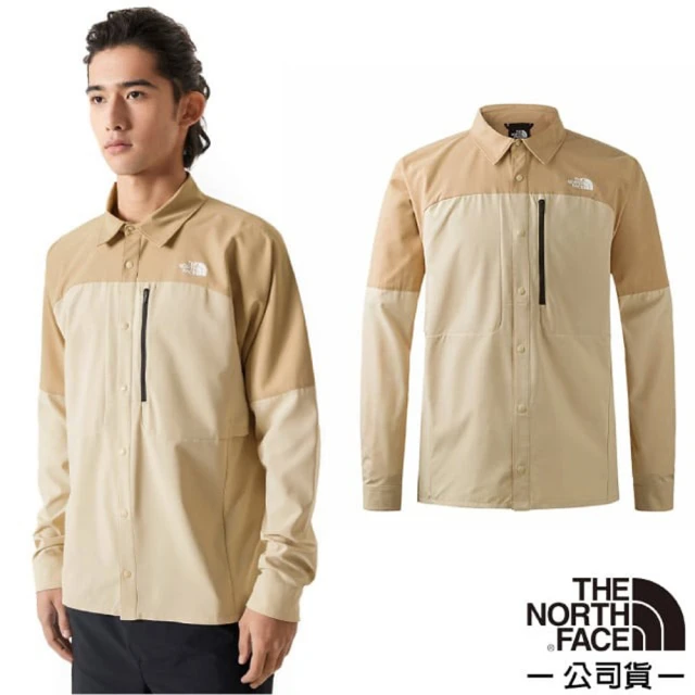 【The North Face】男 FLASHDRY 吸濕透氣長袖襯衫.休閒上衣/防曬UPF40+(83TJ-PV6 礫石沙)