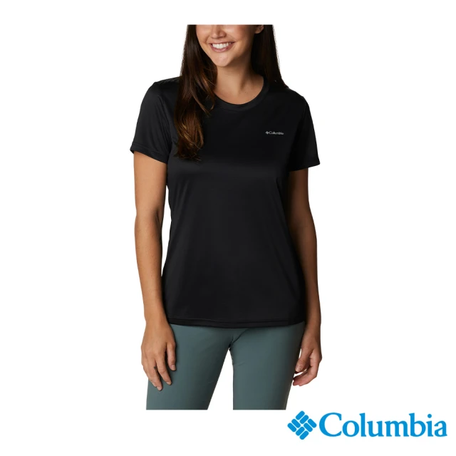 【Columbia 哥倫比亞】女款-Columbia Hike™快排短袖上衣-黑色(UAK98050BK/IS)