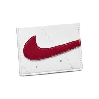 【NIKE 耐吉】錢包 Icon Air Force 1 Card Wallet 白 紅 皮革 卡片夾 皮夾(N100973817-3OS)