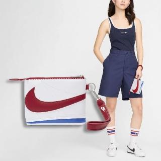 【NIKE 耐吉】錢包 Icon Cortez Wristlet 白 紅 皮革 手腕包 隨行包 小包(N100973917-5OS)