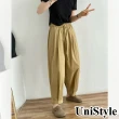【UniStyle】蘿蔔休閒長褲 韓版鬆緊腰系帶寬鬆隨性 女 UP61321(卡其)