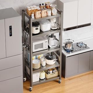 【Easy buy 居家生活】五層廚房電器置物收納架-60CM寬附輪(廚房收納架 層架 鐵架)