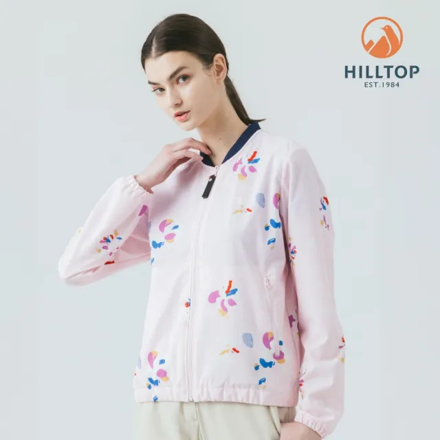 【Hilltop 山頂鳥】施華洛世奇水鑽超潑水抗UV輕量印花夾克彈性外套 女款 粉｜PS02XFG0ECFZ