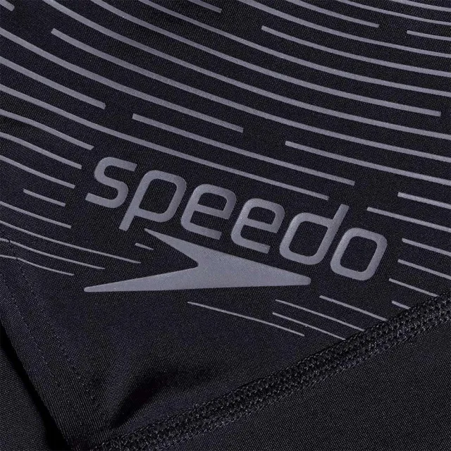 【SPEEDO】男孩 運動及膝泳褲 Medley Logo(黑/炭灰)