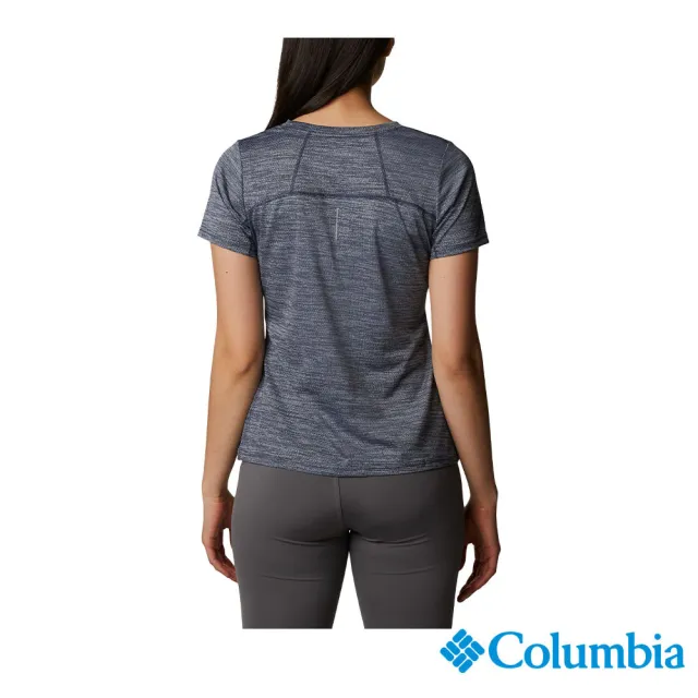 【Columbia 哥倫比亞 官方旗艦】女款-Alpine Chill™涼感快排短袖上衣-深藍(UAK35110NY/IS)