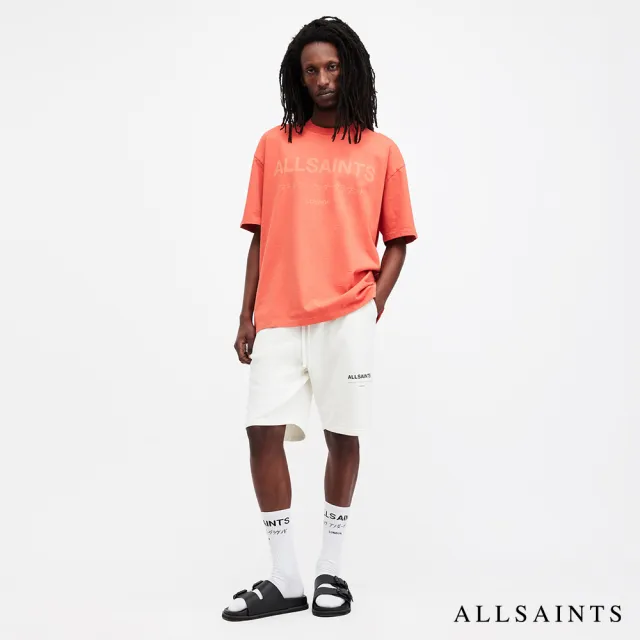 【ALLSAINTS】LASER 厚實純棉寬鬆LOGO短袖T恤-橘 MG503Z(寬鬆版型)