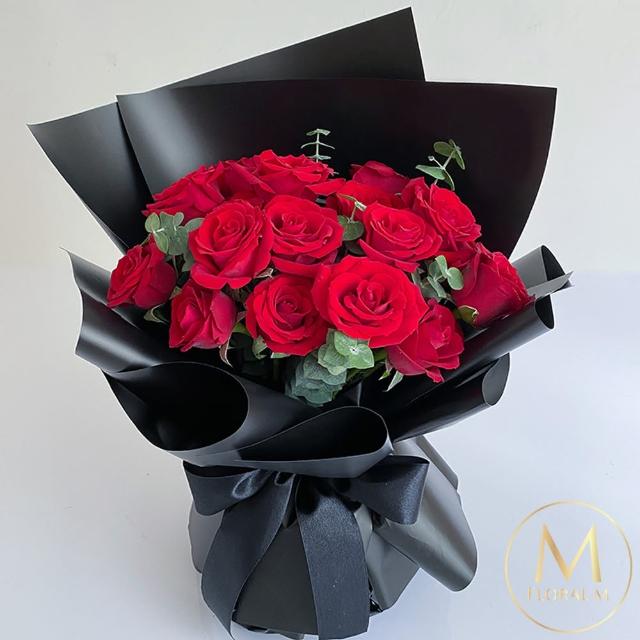 【Floral M】黑王子愛德華玫瑰鮮花花束(鮮花花束/花禮/買花/送禮/玫瑰/情人節生日告白求婚)