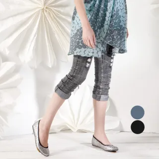 【Gennies 奇妮】水洗紋刷色牛仔褲-藍/黑(孕婦褲 長褲 直筒 窄管 抓破 前後口袋 可調褲頭)
