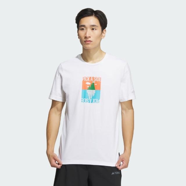 【adidas 愛迪達】上衣 男款 短袖上衣 運動 GFX SS TEE 180 白 IS0271