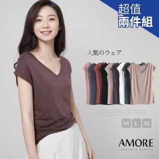 【Amore】買一送一莫代爾彈性顯瘦修身上衣(8色百搭上衣)