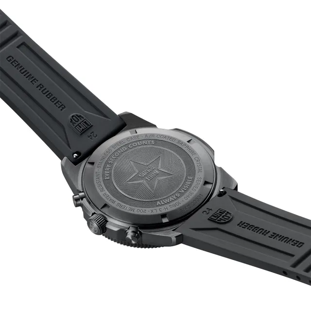 【LUMINOX 雷明時】Pacific Diver Chrono太平洋潛行者雙曆計時腕錶 瑞士錶(純黑 / 3141BO)