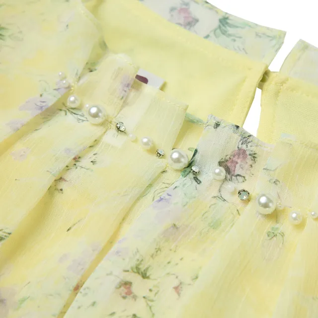 【ILEY 伊蕾】花卉造型雪紡上衣(淺黃色；M-2L；1242071415)