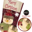 【摩達客】耶誕-立體絨毛綠圍巾微笑雪人(聖誕襪)
