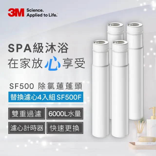 【3M】ShowerCare SF500 除氯蓮蓬頭替換濾心(SF500-F/超值4入)