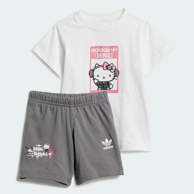 adidas 愛迪達 運動套裝 短袖 短褲 童裝 小童 SHORT TEE SET 白/灰 IT7915