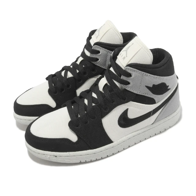 NIKE 耐吉 休閒鞋 Wmns Air Jordan 1 Mid SE 白 灰 黑 女鞋 男鞋 AJ1 帆布 喬丹(DV0427-100)