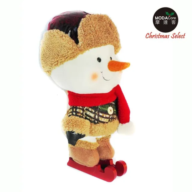 【交換禮物】摩達客-聖誕大頭雪人玩偶擺飾(反摺毛邊帽款)