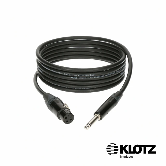 KLOTZ M1 專業麥克風線 黑 XRL母 - 6.3mm Neutrik 3米(公司貨)