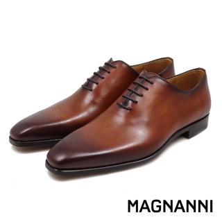 【MAGNANNI】西班牙素面雅緻刷色牛津鞋 棕色(23806-COG)