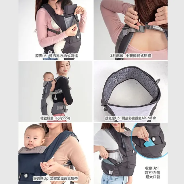 【hugpapa】DIAL-FIT PRO 3合1 韓國嬰兒透氣減壓背帶 新生兒腰凳背巾/揹巾新色 「燕麥奶」(全新升級款)