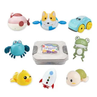 【OhBabyLaugh】洗澡發條戲水玩具5件禮盒組(兒童戲水玩具/洗澡玩具/玩水玩具/發條玩具)