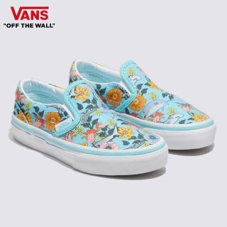 【VANS 官方旗艦】Classic Slip-On 中童款淺藍色海洋花朵圖案滑板鞋/休閒鞋