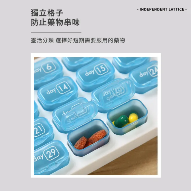 【一日一格】鍵盤式拆卸式31格藥盒(一個月 獨立分格 密封防潮 收納盒 藥物 飾品盒 分裝藥盒 藥品收納)