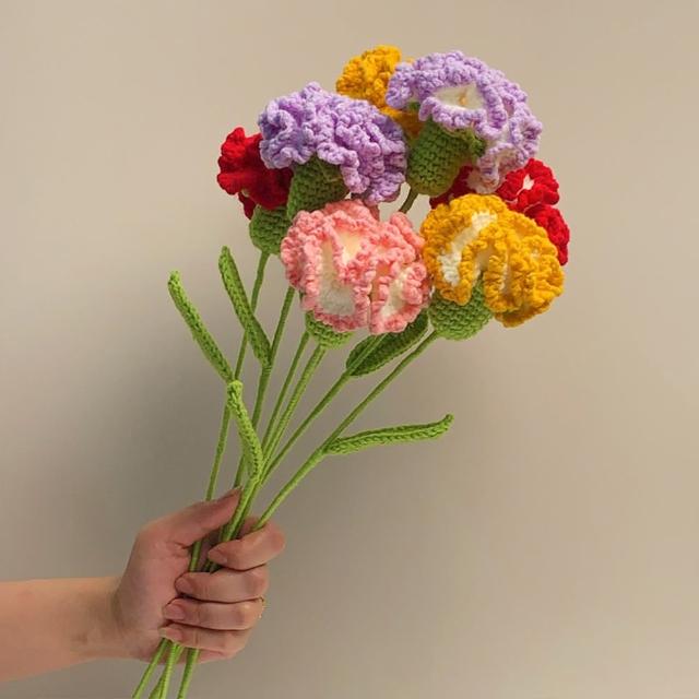 【Kenpai 肯派】編織花 康乃馨 母親節禮物 媽媽生日禮物(母親節 手工編織花成品)