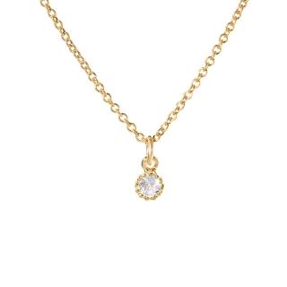 【Olivia Yao Jewellery】14K 花邊鋯鑽金色短鍊 鎖骨鍊 項鍊(Classic Collection/聖誕/送禮)