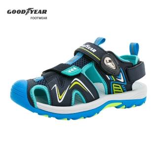 【GOODYEAR 固特異】玩趣酷夏-磁扣護趾運動涼鞋/童鞋 包趾 防撞 減壓 藍色(GAKS48916)