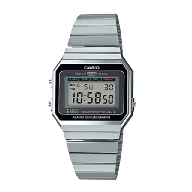 【CASIO 卡西歐】經典時尚復古電子錶 不鏽鋼錶帶 星空銀 生活防水(A700W-1A)