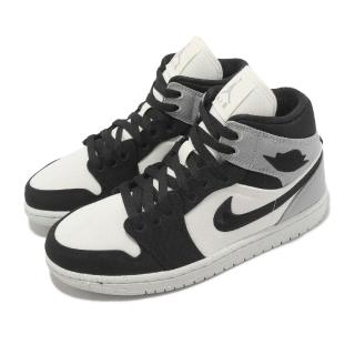 【NIKE 耐吉】休閒鞋 Wmns Air Jordan 1 Mid SE 白 灰 黑 女鞋 男鞋 AJ1 帆布 喬丹(DV0427-100)