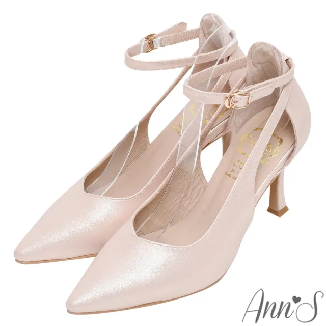 【Ann’S】美貌與實力-性感繞踝鏤空尖頭細跟鞋8.5cm(玫瑰金)