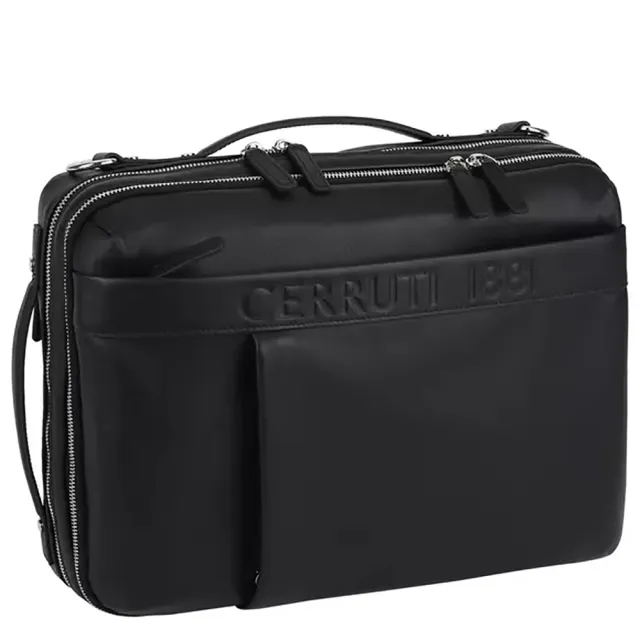 【Cerruti 1881】限量2折 義大利原裝進口 頂級小牛皮後背包 全新專櫃展示品(黑色 CEZA06594M)
