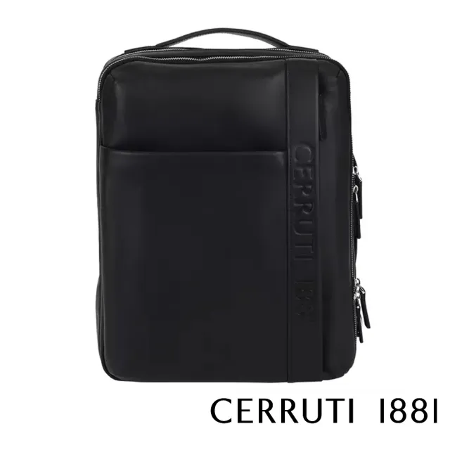【Cerruti 1881】限量2折 義大利原裝進口 頂級小牛皮後背包 全新專櫃展示品(黑色 CEZA06594M)