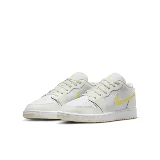 【NIKE 耐吉】運動鞋 女鞋 中大童 男鞋 AIR JORDAN 1 LOW GS 白 鵝黃 緩震 低筒 AJ 喬丹(FV8486181)