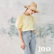 【IGD 英格麗】網路獨賣款-澎袖拼接棉上衣(黃色)