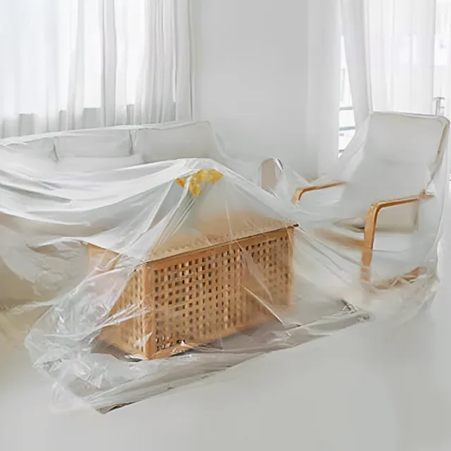 【E.dot】3入組 裝修家具PE防塵保護膜/防塵膜/防塵罩(400X800 CM)