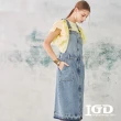 【IGD 英格麗】網路獨賣款-圓弧裙擺吊帶牛仔裙(藍色)