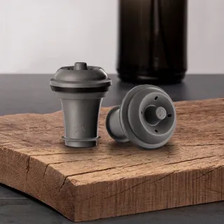 【VACU VIN】荷蘭 抽真空酒瓶塞2入 黑 / 紅酒塞 真空瓶塞 保鮮瓶塞 葡萄酒塞